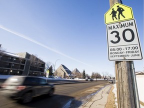 The city is moving to remove a school zone on Lenore Drive, outside of Bishop James Mahoney High School. Photo taken in Saskatoon, SK on Friday, February 28, 2020. Matt Smith / Saskatoon StarPhoenix