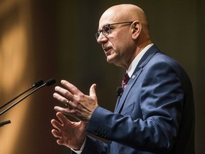 FCL CEO Scott Banda addresses delegates at the company's 2020 AGM. (Saskatoon StarPhoenix/Matt Smith)