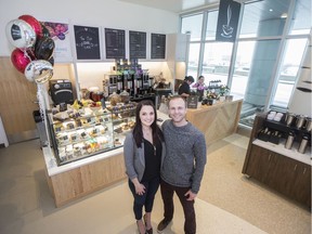 Chelsey Wilde and and Joel Wilde, owners of Good Earth Coffeehouse, at their recently opened second Saskatoon location inside of the Jim Pattison Children's Hospital in Saskatoon, SK on Wednesday, March 4, 2020.