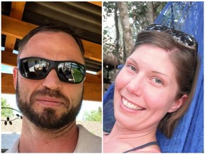 Blake Jeffrey Schreiner (left) is charged with first-degree murder in connection with the January 2019 death of his spouse, Tammy Brown, in Saskatoon. (Facebook photos)