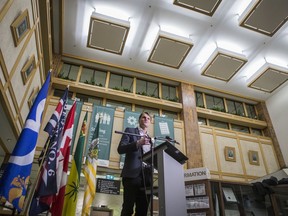 Saskatoon Mayor Charlie Clark speaks to reporters at a media conference on March 15.