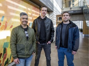 Jordan Marcoux, Austin Cooper and Will Hampton are some of many Saskatonians taking to the Internet to support their community. (Saskatoon StarPhoenix/Matt Smith)