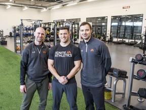 Josh Saulnier, Joel Lipinski, and Jordan Harbidge are the owners of Ignite Athletics in Saskatoon. Photo taken in Saskatoon, SK on Tuesday, March 10, 2020.