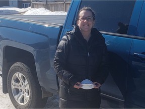 Kristin Koski, manager of Sunsera Salons in Saskatoon's Stonebridge neighbourhood, is among those donating protective masks to St. Paul's Hospital in Saskatoon amidst the COVID-19 pandemic. (Supplied photo)
