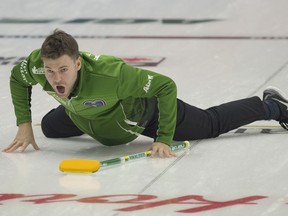 Curler Kirk Muyres, shown at the 2019 Brier, is trying to stay active despite gyms and other facilities being shut down due to the coronavirus.