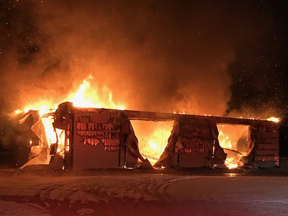 The Saskatoon fire department responded to a blaze at a large commercial shop in Vanscoy early Thursday morning. (Supplied)