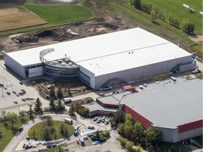 The Merlis Belsher Place arena can be seen next to the Saskatoon Field House in Saskatoon, Sask. in this aerial photo taken on Sept. 13, 2019.