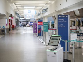 The terminal at the John G. Diefenbaker International Airport was nearly empty in April 2020.