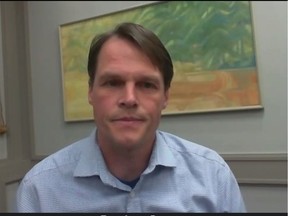 Saskatoon Mayor Charlie Clark speaks to reporters during a virtual news conference on Friday, May 1, 2020.