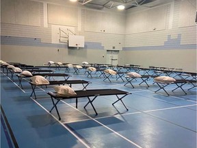 A self-isolation facility in the Stanley Mission gymnasium. Photo provided.