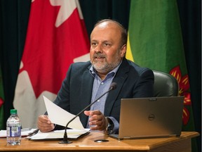 Saskatchewan's Chief Medical Health Officer Dr. Saqib Shahab gives an update on the COVID-19 pandemic situation in Saskatchewan during a news conference held at the Saskatchewan Legislative Building in Regina, Saskatchewan on May 4, 2020. BRANDON HARDER/ Regina Leader-Post