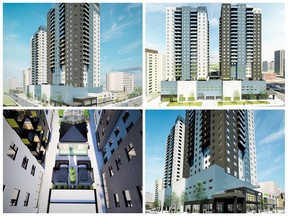 Saskatoon-based developer Baydo Development Corp. confirmed on May 5, 2020 that it would soon start construction on a pair of 25-storey apartment towers on a vacant lot at 25th Street and Fifth Avenue. The 426-unit megaproject, expected to be completed in 2022, will be the largest residential development in Saskatoon history. (Rendering courtesy Baydo Development Corp.)