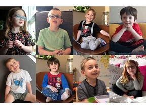 Eight children from ages three to six answer questions related to the COVID-19 pandemic. From top left: Ophelia Dutchak, Liam Mitchell, Garry Ward, Theodore Hounjet, Rylan Hounjet, Samuel Ward, Elliott Ferwerda and Ava Kalnicki.