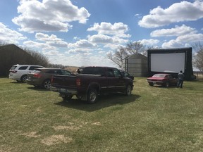 Saskatoon's Cinema Under the Stars is operating a drive-in theatre with strict social distancing rules to help keep people entertained during the COVID-19 pandemic. (Supplied)