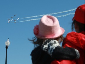 The Snowbirds flew over Saskatoon on May 14, 2020 as part of a nationwide tour to boost morale during the COVID-19 pandemic. (Michelle Berg / Saskatoon StarPhoenix)