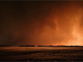 With high winds and dry conditions, the English Fire that started east of Prince Albert near Fort a la Corne grew and started creeping into farmland near Smeaton. (Photo courtesy Madison Whitley)