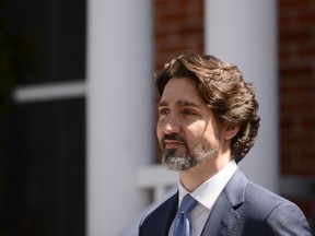 Prime Minister Justin Trudeau speaks at Rideau Cottage.