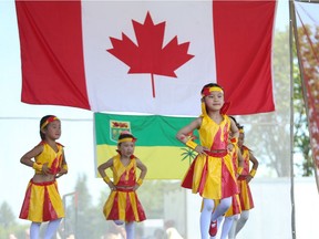 A group of girls perform during Canada Day celebrations at Diefenbaker Park, July 1, 2013.