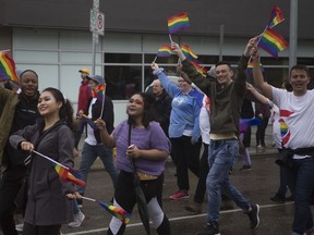 Participants in the 2019 Saskatoon Pride Parade. This year's parade is moving online as a precaution against COVID-19.