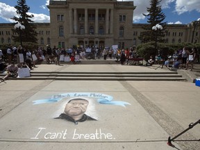 REGINA, SASK : June 2, 2020 -- Hundreds attended an emergency solidarity rally at the Legislative Building related to the Black Lives Matter protests going on south of the border in Regina on Tuesday, June 2, 2020. TROY FLEECE / Regina Leader-Post
