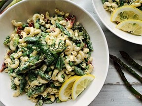 Asparagus and pea pasta salad with honey dijon dressing. (Renee Kohlman)