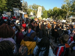 Thousands rallied together Thursday night for a peaceful "Black Lives Matter" march in downtown Saskatoon to honour George Floyd and stand up against social injustice.