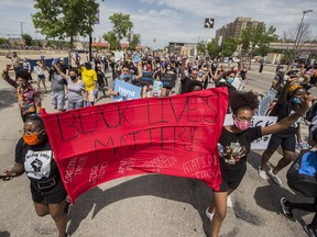 Thousands rallied together Thursday night with a peaceful "Black Lives Matter" march downtown Saskatoon led by organizer Braydon Page to honour George Floyd and stand up against social injustice. Photo taken in Saskatoon on June 4, 2020.