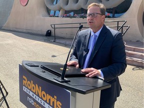 Former Saskatchewan Party cabinet minister and Saskatoon MLA Rob Norris launches his bid to become the next mayor of Saskatoon on Thursday, June 25, 2020 (Phil Tank / Saskatoon StarPhoenix)