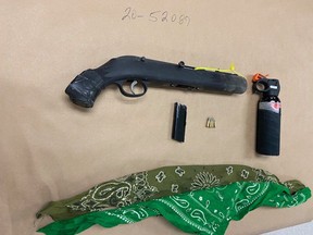 Saskatoon police say a teenage boy pointed this sawed-off firearm at an officer during a foot chase on June 3, 2020.