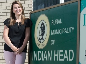 Tracy Luscombe, RM of Indian Head administrator, stands in front of the RM office in Indian Head, Saskatchewan on May 29, 2020. BRANDON HARDER/ Regina Leader-Post