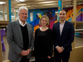 (left to right) Wayne Brownlee, Alice Kuipers, and Michael Linklater, co-chairs of the Saskatoon Public School Foundation literacy campaign, at Confederation Park School on Jan. 24, 2020.