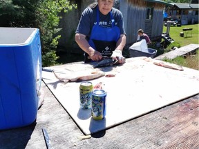 Annie McKenzie, an elder from Stanley Mission, wanted her grandchildren to have time outdoors during the COVID-19 pandemic so they spent time together on her trapline (Julianna Maggrah/Local Journalism Initiative)