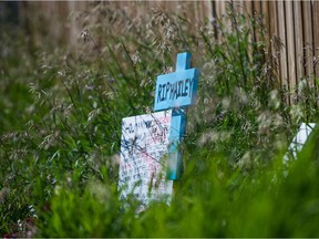 Friends and family of Hailey Belanger-Weeseekase gathered for a memorial behind the building where her body was found. Her death is being investigated as a homicide. Photo taken in Saskatoon, SK on Wednesday, July 15, 2020.