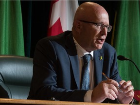 Saskatchewan Environment Minister Warren Kaeding speaks to reporters at the Saskatchewan Legislative Building in July 2020.