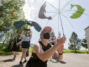 Members of Sum Theatre's TURN, TURN, TURN rehearse their mobile summer production.