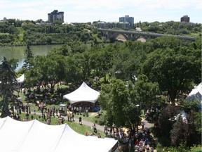 A very busy lunch hour at the 10th annual A Taste of Saskatchewan in Kiwanis Park. July 12, 2005.