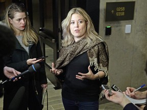 Conservative MP Michelle Rempel Garner speaks to reporters at a Conservative caucus retreat on Parliament Hill in Ottawa, on Friday, Jan. 24, 2020.