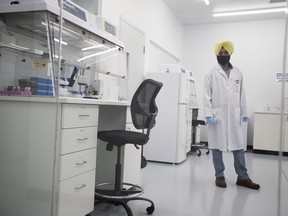 Tajinder Grewal, chief scientist and head of the genomics lab for SGS Canada, stands for a portrait in one of the new labs in Saskatoon on August 1, 2020.
