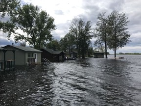 Flooding last month threatened cabins and property near Cumberland House. Photo provided by Barry Carriere on July 16, 2020. (Saskatoon StarPhoenix).