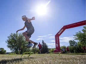 Participants and coaches during a Prairie Run Crew's clinic at Victoria Park Pagoda in Saskatoon on August 8, 2020.