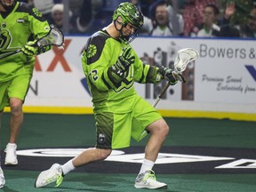 SASKATOON,SK--DECEMBER 23 2017-1223-SPORTS-RUSH- Rush transition Adrian Sorichetti celebrates after a Rush goal during the home opener game at SaskTel centre in Saskatoon, SK on Saturday, December 23, 2017.