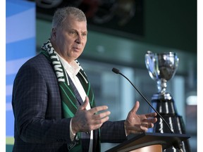 CFL commissioner Randy Ambrosie, shown during a visit to Regina on Feb. 28, has absorbed plenty of criticism as the league attempts to salvage a semblance of a 2020 season despite COVID-19.
