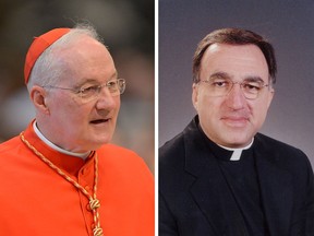 A new book outlines evidence that Cardinal Marc Ouellet, left, Canada’s most senior figure in the Vatican and a former candidate for pope, and Father Thomas Rosica (right) are entangled in accounts detailing years of serial plagiarism.