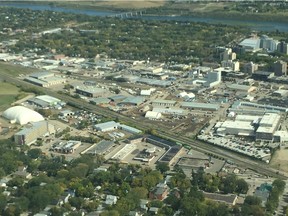 An aerial view of the city yards in the north downtown, which could be moving to the north industrial area in 2028.