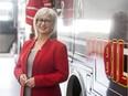 Pamela Goulden-McLeod, the city's director of emergency management, with the mobile response unit stationed at Fire Hall No. 9.