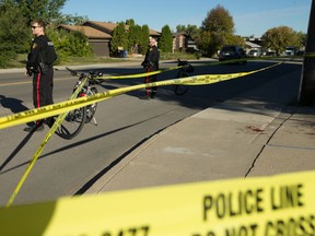 Two areas on the 200 block of Avenue W South were taped off while members of the Saskatoon Police Service major crimes unit and forensic identification unit investigated on Sept. 10, 2020.