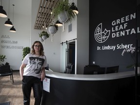 Lindsay Scherr stands in her new practice, Green Leaf Dental in Hampton Village