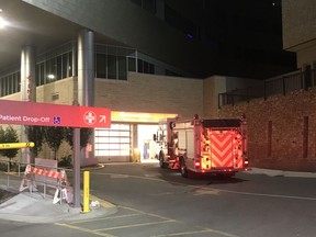 Saskatoon Fire responded to an early morning fire at the Jim Pattison Children's Hospital. Investigators determined a small explosion occurred when a patient tried to light a cigarette, causing the patient and hospital to catch fire.  Photo provided by the Saskatoon Fire Department