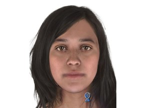 After the body of an infant was found in a recycling bin in the 400 block of Fifth Avenue North in downtown Saskatoon in November 2019, Saskatoon police submitted DNA from the mother, which was found in the bag with the infant, to U.S.-based Parabon Snapshot DNA Phenotyping Services to develop a composite image. Based on the analysis, the attached composite was released to the public in hopes of identifying her.