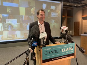 Saskatoon Mayor Charlie Clark launches his campaign for re-election at his campaign headquarters in downtown Saskatoon on Friday, Sept. 18, 2020. (Phil Tank/The StarPhoenix)